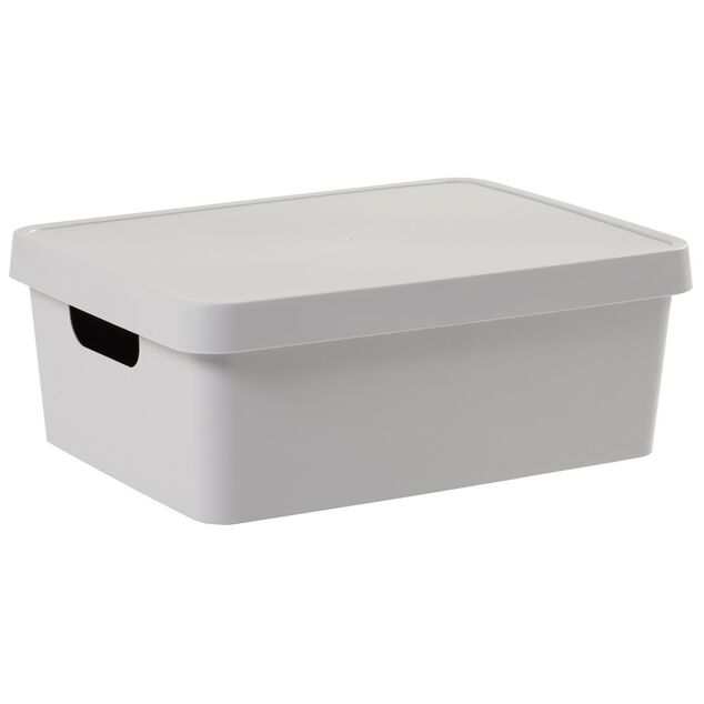 Bo&icirc;te de rangement avec couvercle grise 11 L