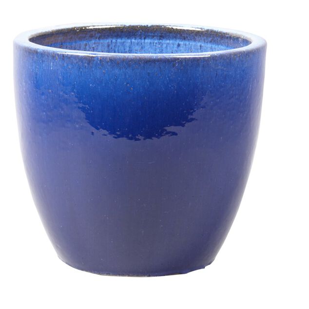 Cache pot en terre cuite &eacute;maill&eacute;e bleu &oslash;37 x H31 cm