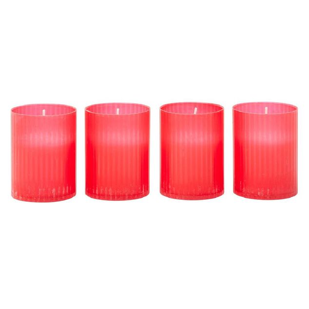 Bougie fun&eacute;raire rouge &Oslash;4,8xH6,3cm x4