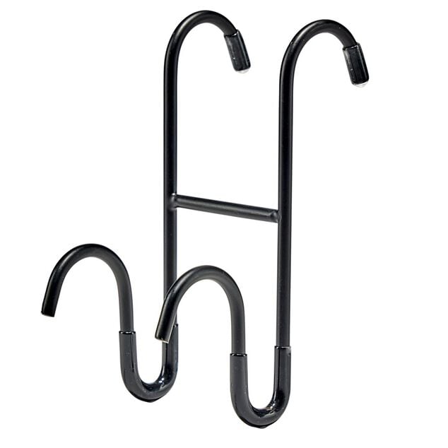 Porte serviette double crochet &agrave; suspendre en m&eacute;tal noir 5,3x9,5xH12,5cm