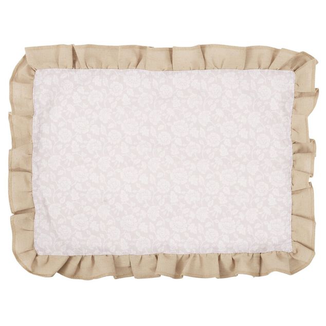 Set de table rectangulaire polyester Indie floral beige et taupe 34x46cm