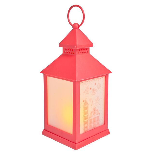 Lanterne rouge lumineuse 1LED blanc chaud H23cm