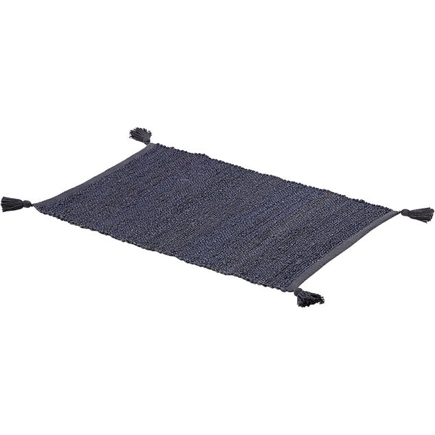 Tapis rectangulaire jute bleu