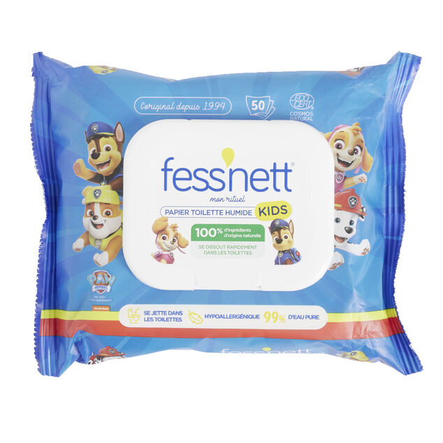 Papier toilette humide enfant Fessnett Pat Patrouille 50 feuilles