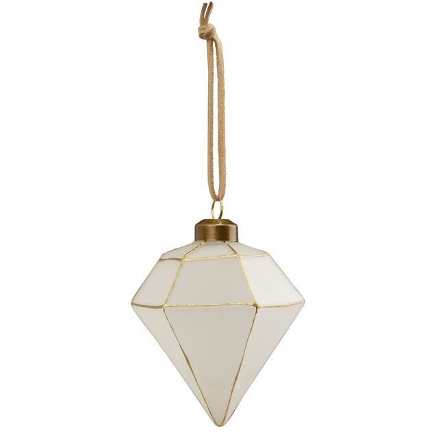Boule de No&euml;l en verre dor&eacute;e et blanc &Oslash;8cm