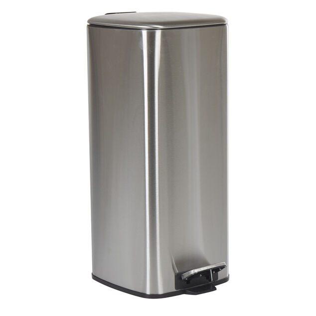 Poubelle p&eacute;dale gris m&eacute;tallis&eacute; 30L