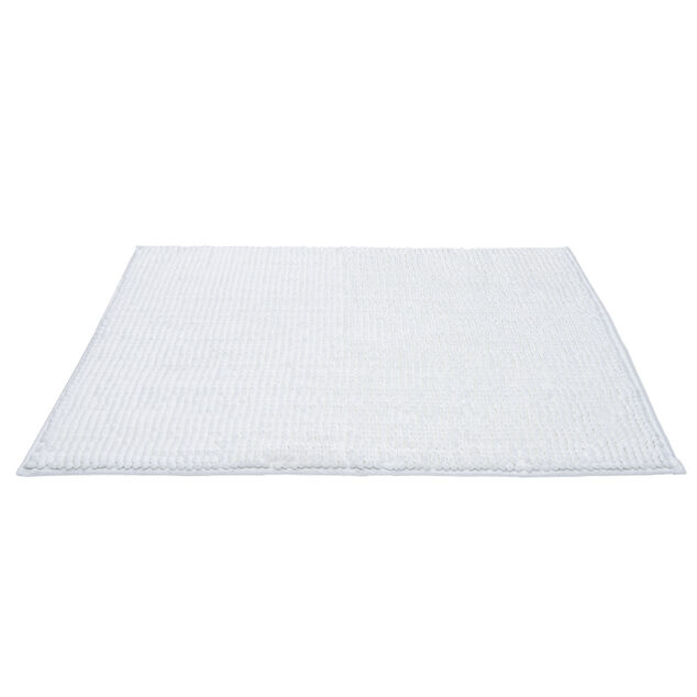 Tapis de salle de bain chenille blanc 80x50cm