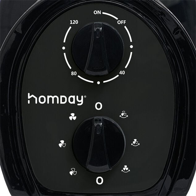 Ventilateur tour oscillant noir 24x24xH75cm 45W