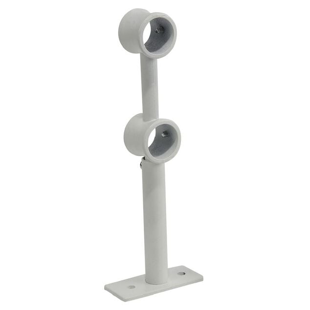 Support double extensible m&eacute;tal blanc pour tringle &agrave; rideau &Oslash;20mm
