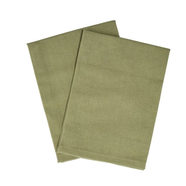 Serviette de table carr&eacute;e coton vert kaki 44x44cm x2