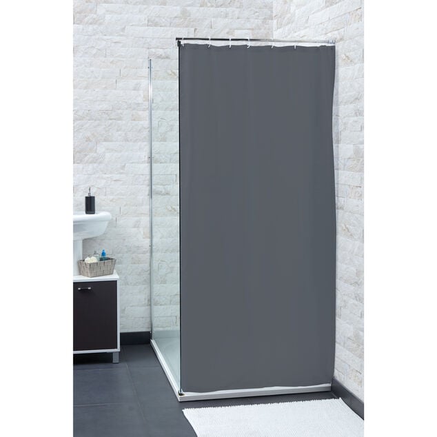 Rideau de douche gris clair sans anneaux