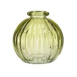 Vase rond en verre strié coloré translucide Ø8xH8cm (3 modèles)