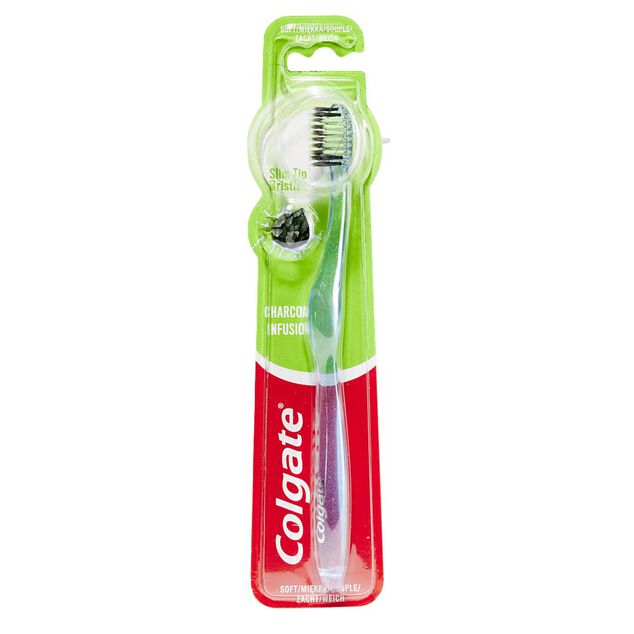 Brosse &agrave; dents Colgate charbon infus&eacute; poils souples