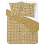 Parure de lit 2 personnes 200x200cm polycoton carreau de ciment marron