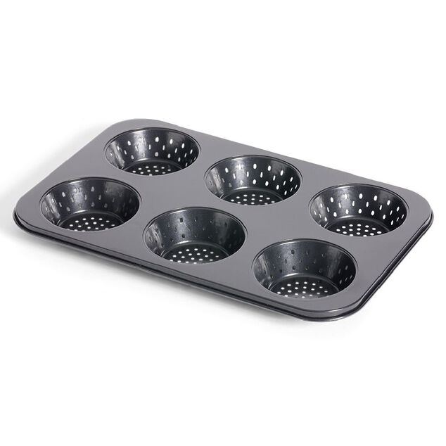 Moule &agrave; muffin perfor&eacute; acier noir 33,6x22xH3cm