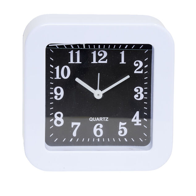 Mini réveil analogique à quartz en plastique avec alarme (4 modèles)