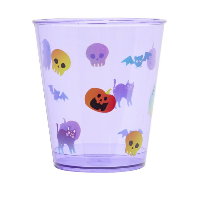 Verre plastique motif Halloween orange et violet &Oslash;7xH13cm x6