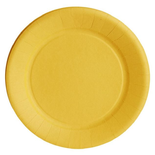 Lot de 10 assiettes en carton jaune &Oslash;18 cm
