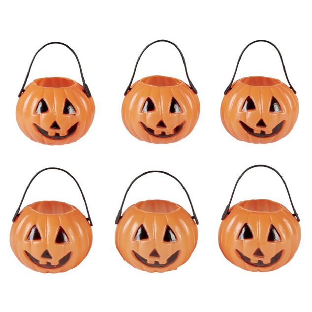 Mini seau &agrave; bonbon Halloween citrouille x6