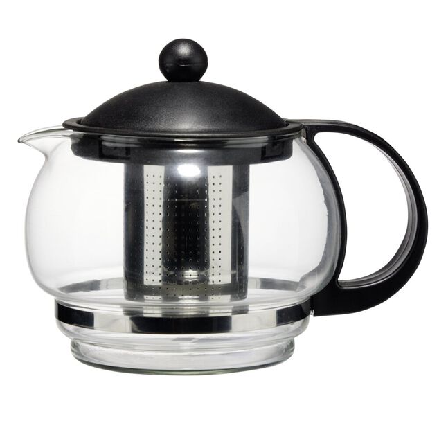 Théière en verre et acier avec infuseur en inox 900ml noir