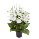 Jardini&egrave;re lys blanc H56 cm - Fleur artificielle 12 t&ecirc;tes