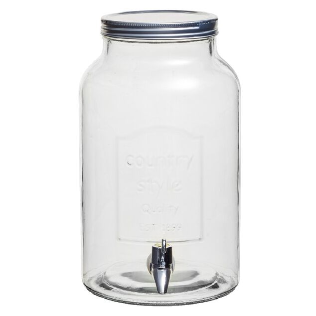 Distributeur de boisson verre couvercle m&eacute;tal 5.5 L