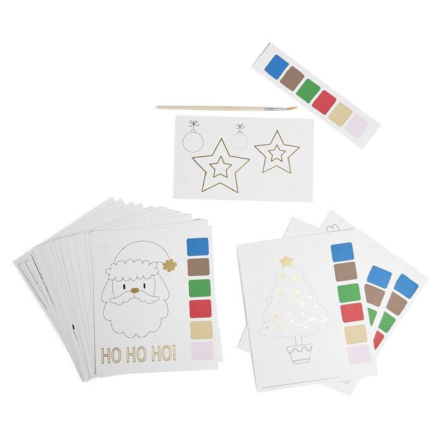 Carte de No&euml;l x20 avec peinture &agrave; l'eau