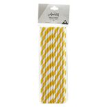 Paille en papier motif chevron blanc et jaune x20