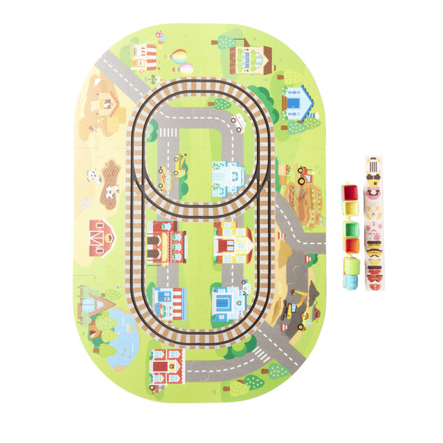 Tapis puzzle pour enfant avec ses trains 21 pièces