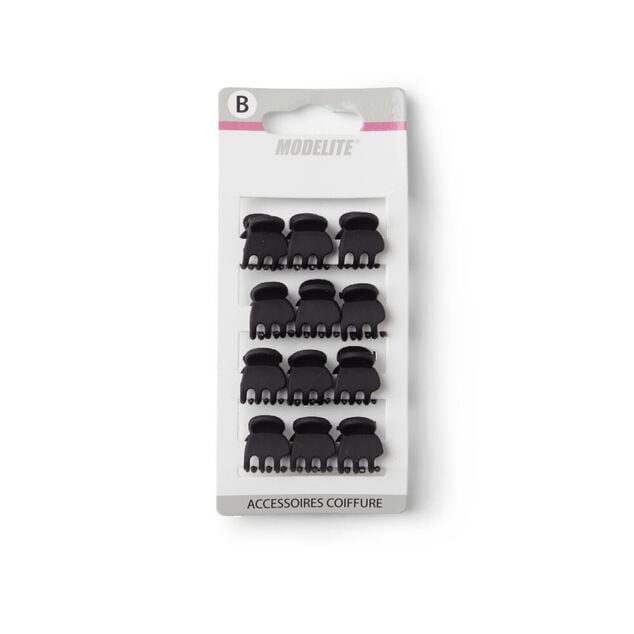 Lot de 12 mini pinces cheveux papillon noir mat L2cm