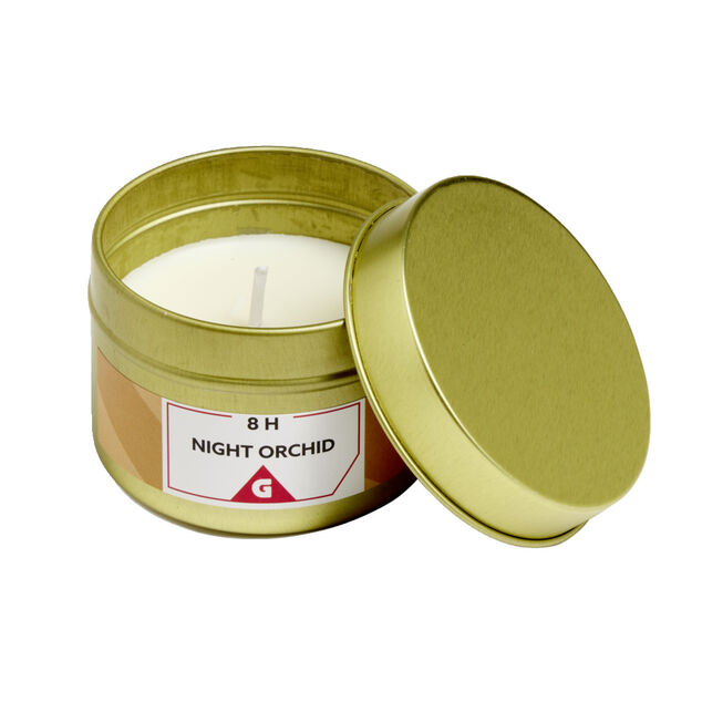 Bougie dans pot métal noir - Orchidée nocture