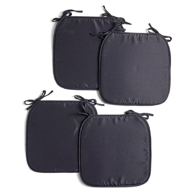 Lot de 4 galettes de chaise 38x38cm polyester noir
