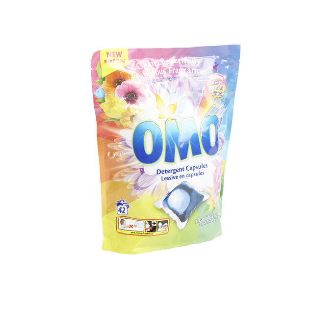 Lessive capsule OMO fleur de rose 42 pods