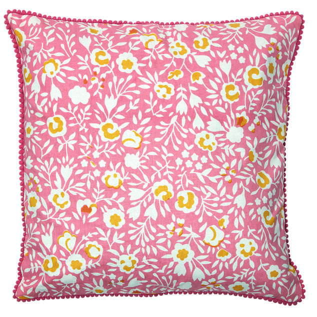 Housse de coussin fleur jaune rose collection Dolce Vita