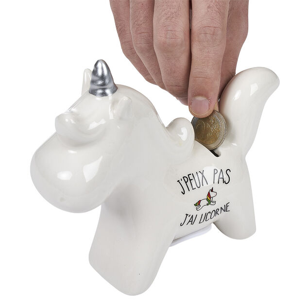Tirelire licorne céramique blanche