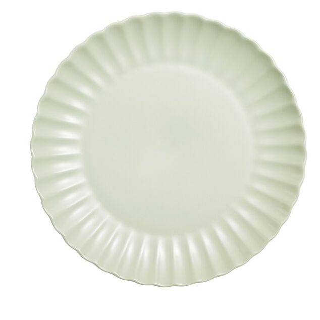Assiette plate Venise rebord ondulé faïence vert sauge Ø26cm