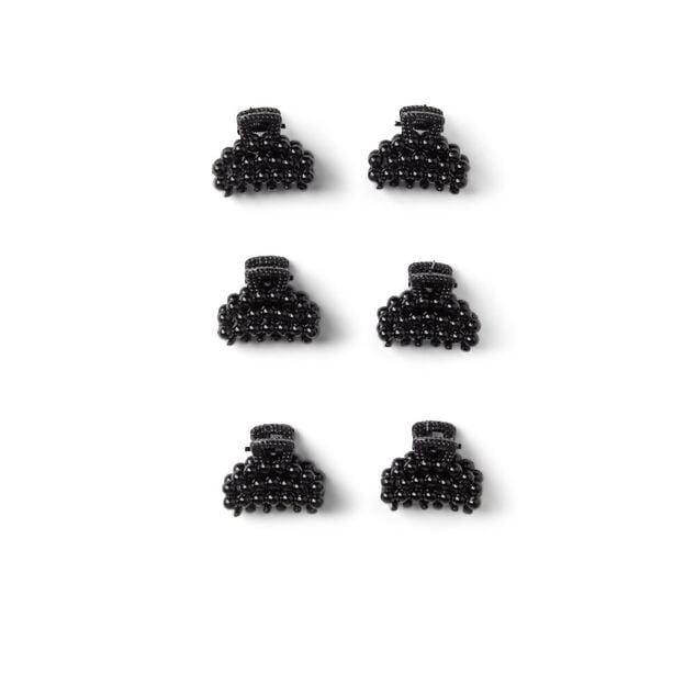 Lot de 10 mini pinces cheveux papillon noir brillant L2cm