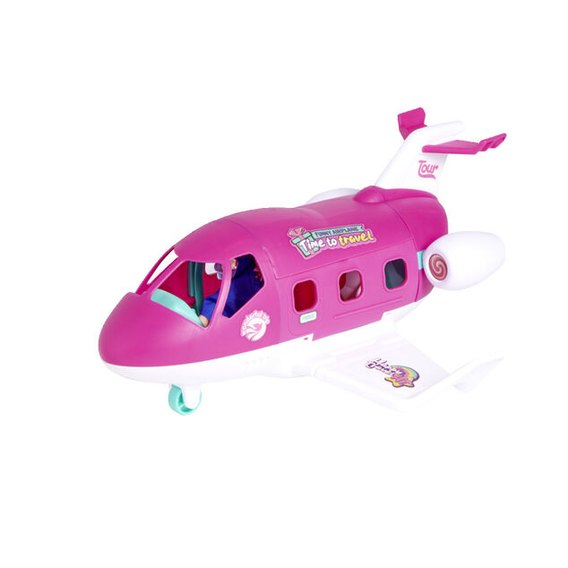 Jouet avion rose avec poup&eacute;e et accessoires