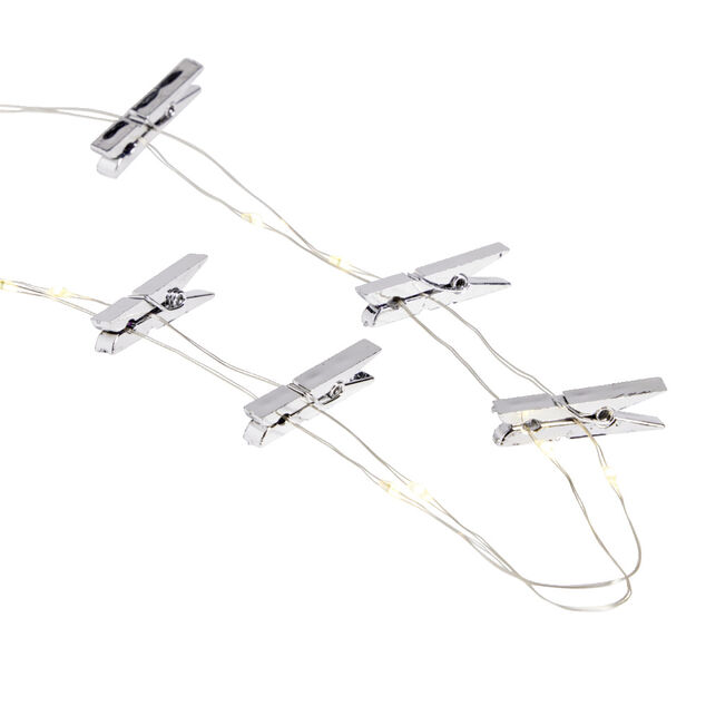 Guirlande LED &agrave; pinces 280cm plastique argent&eacute;