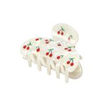 Pince crabe à cheveux motif cerise blanc et rouge