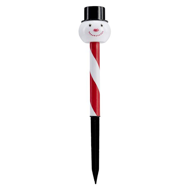 Borne solaire 1 LED Noël rouge et blanc H35cm (2 modèles)