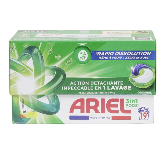 Lessive capsule Ariel Original 3en1 Pods 19 lavages