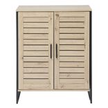 Meuble salle de bain 2 portes naturel et noir 60x30xH75 cm - Richmond