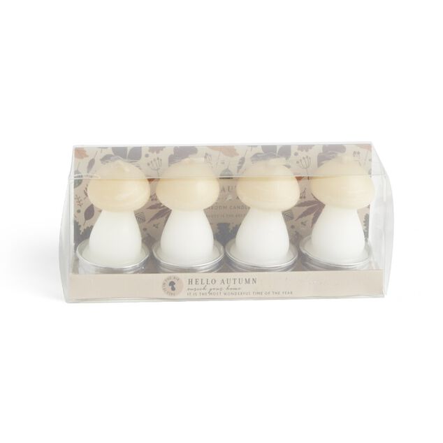 Bougie champignon blanc et jaune 6H x4