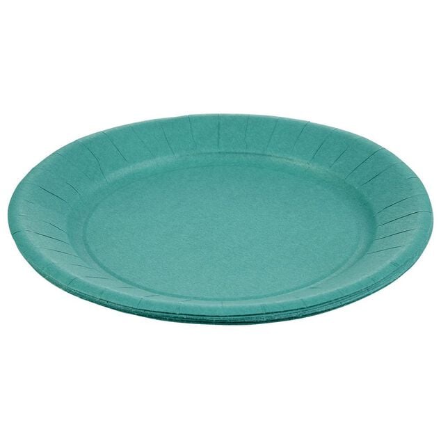 Lot de 10 assiettes en carton vert &eacute;meraude &Oslash;23 cm