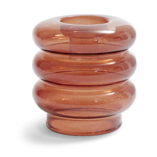 Bougeoir anneau marron Ø9xH8,5cm