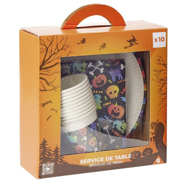 Service de table jetable Halloween 10 personnes
