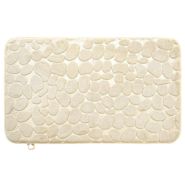 Tapis sortie de douche m&eacute;moire de forme beige 75x45cm