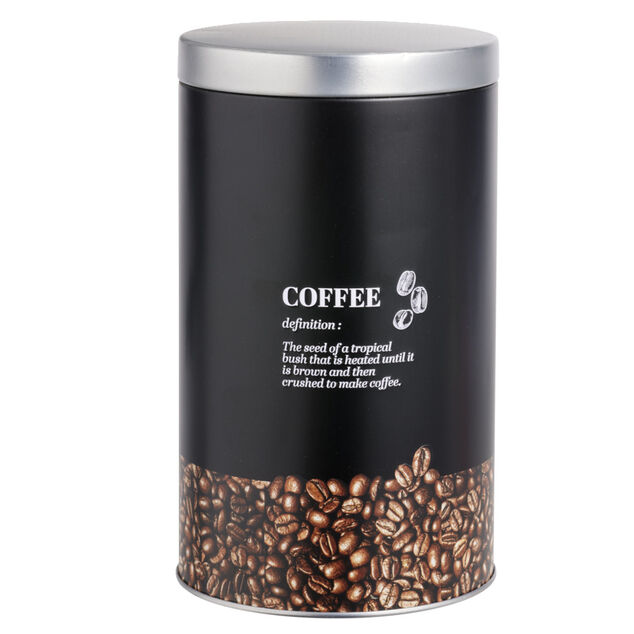 Bo&icirc;te pour grains de caf&eacute; en m&eacute;tal - &Oslash;10,8xH18,5cm
