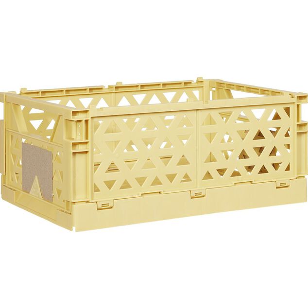 Caisse pliable avec porte-&eacute;tiquette jaune L33xl25xH15cm